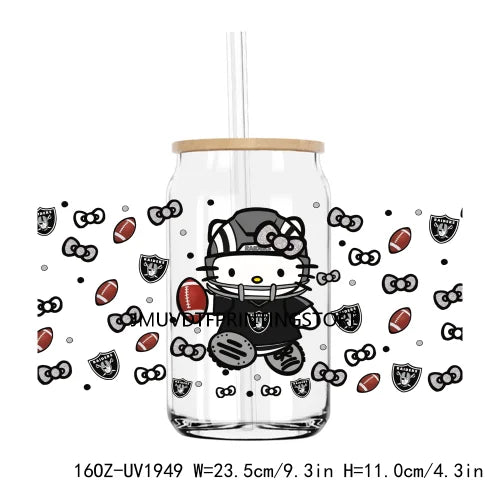 Sport Football Cartoon Cat UV DTF Sticker For 16OZ Libbey Glass Cup Can Wrap Transfer Sticker Custom Labels DIY Logo