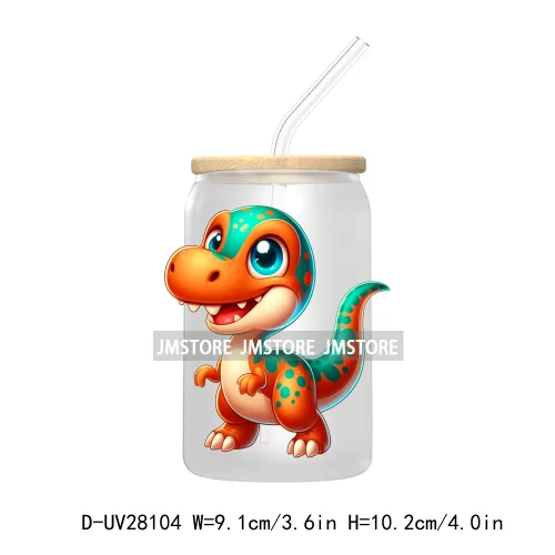 Cute Baby Dinosaur Kids Gift UV DTF Transfer Stickers Decals For Libbey Cold Cups Mugs Tumbler Waterproof Craft Cartoon Animals