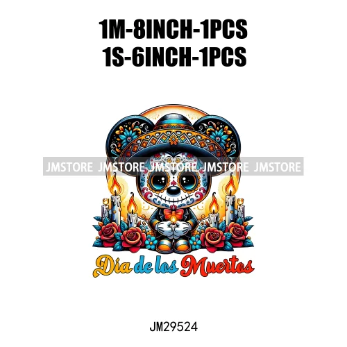 Dia De Los Muertos Mexicao Concha Ghost Cartoon Hispanic Halloween Iron On DTF Transfers Stickers Ready To Press For Clothing