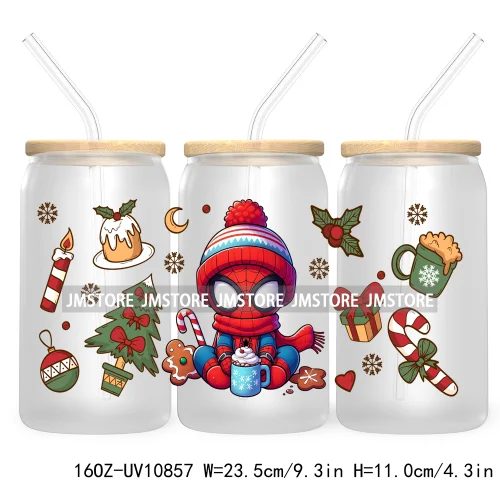 Christmas Movie Killer UV DTF Cup Wrap For Libbey Glass Can Transfer Stickers Waterproof Custom Labels Scary Horror Friends