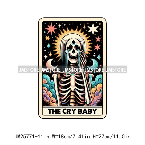 Funny Sarcastic Hot Mama Housewife Women Skull Tarot Card Printing DTF Diy Iron On Transfer Stickers Ready To Press For Clothing