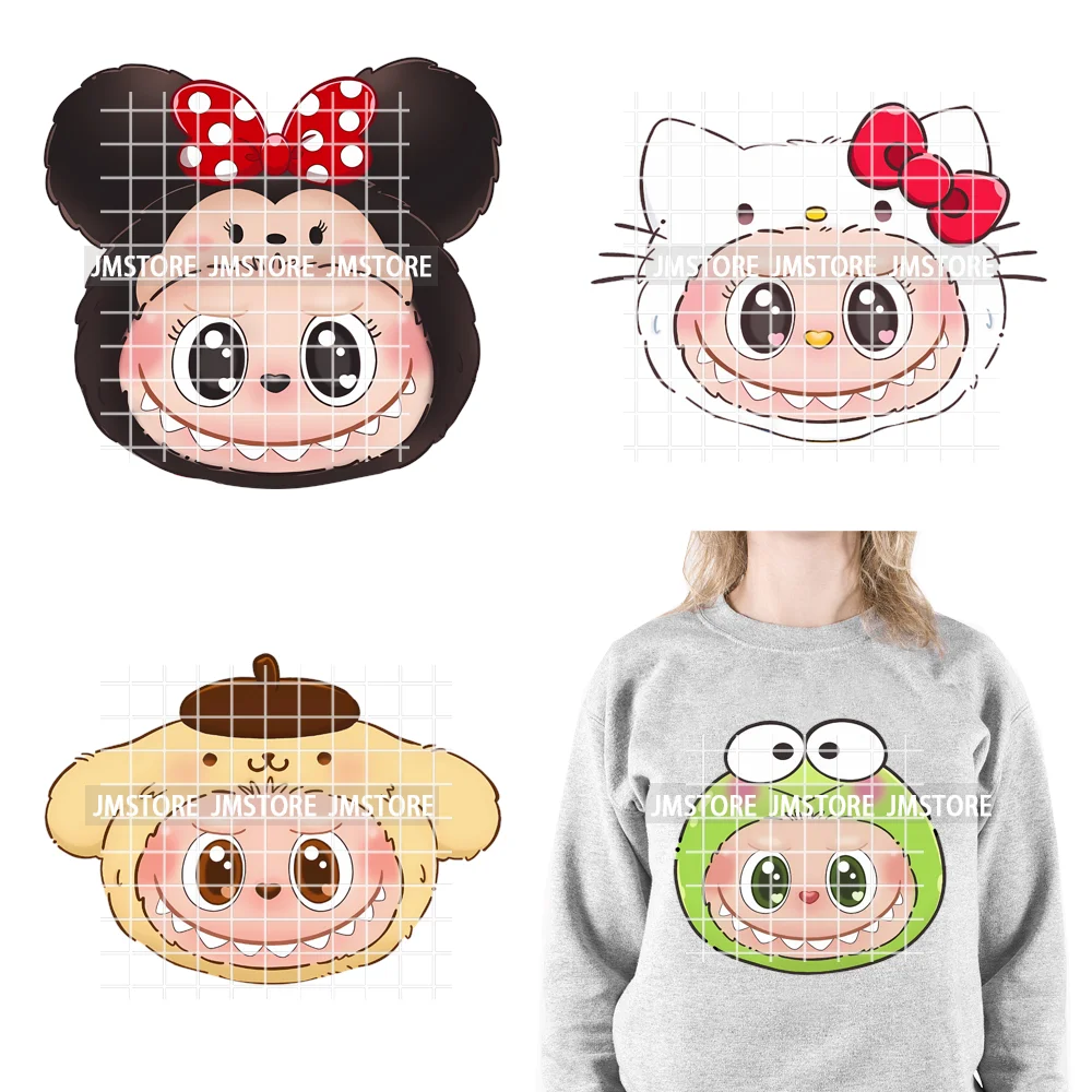New Cartoon Costume Monster Dolls Lover DTF Printing Decals Iron on Washable Transfers Stickers Ready to Press for T-shirts