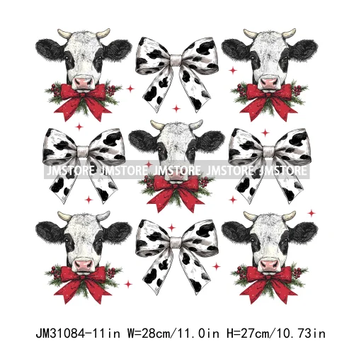 Howdy Country Cowboy Western Merry Christmas Tee Cow Chickens Coquette Iron On DTF Transfers Stickers Ready To Press For Clothes