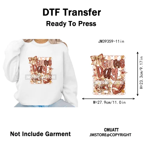 Retro Football Touchdown Season Checkered Coquette Sport Mama Iron on DTF Washable Transfers Sticker Ready to Press for T-shirts
