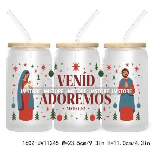 Mexican Gingerbread Christmas Pan Dulce UV DTF Cup Wrap For Libbey Glass Can Transfer Stickers Waterproof Labels Tis The Season