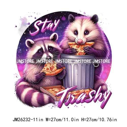 Animal Boujee Raccoon Stay Trashy Summer Vibes Highland Cow Design Logo DTF Iron On Transfer Stickers Ready To Press For Hoodies