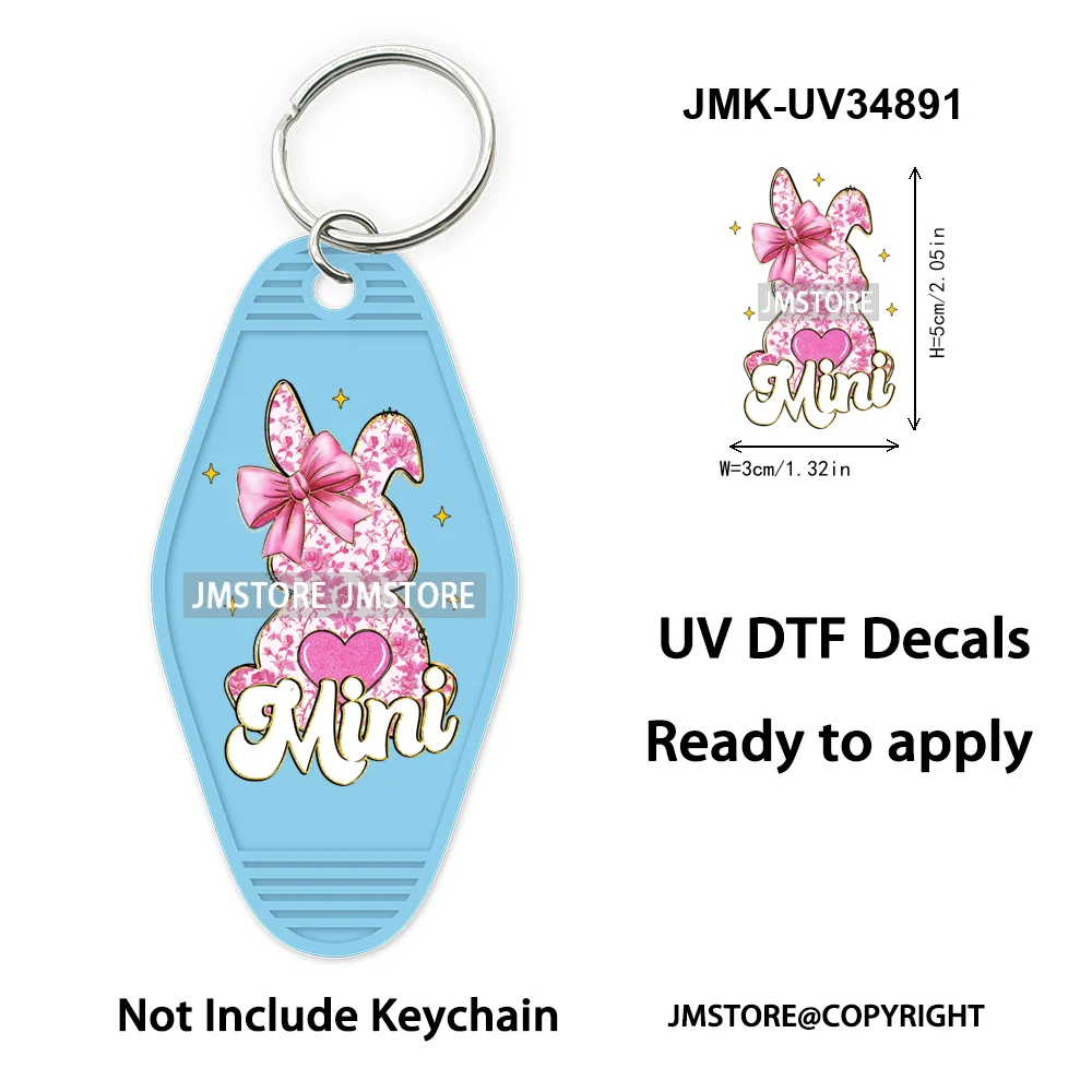 He is Risen Spring Easter Bunny Eggs Custom Logo WaterProof UV DTF Stickers For Motel Hotel Keychain Christian Easter Coquette