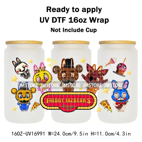 Kpop Demon Inspired Movie Boy Band Hunter Girl Anime Fan UV DTF Wraps Transfer Sticker Waterproof Logo For 16OZ Libbey Glass Can