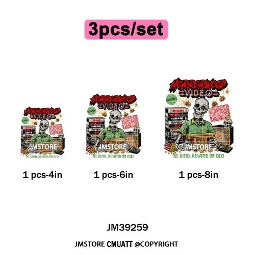 Trendy Margaritas Scary Movie Halloween Monsters Season Iron on DTF Washable Heat Transfers Stickers Ready to Press for Hoodies