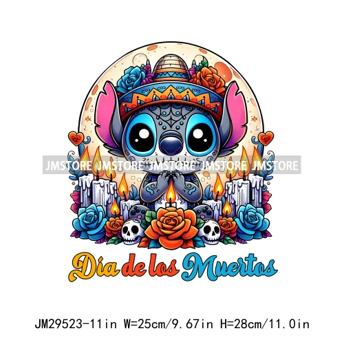 Dia De Los Muertos Mexicao Concha Ghost Cartoon Hispanic Halloween Iron On DTF Transfers Stickers Ready To Press For Clothing