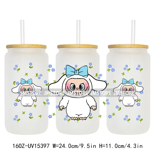 Hot Sale Cute Cartoon Monsters UV DTF Wraps Transfer Sticker DIY Custom Prints High Quality For 16OZ Libbey Glass Can Tumbler