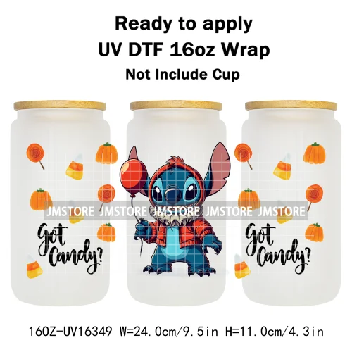 Horror Halloween Cartoon Killers 16OZ UV DTF Cup Wraps Ready To Apply Waterproof Transfer Stickers For Libbey Glass Can Tumbler