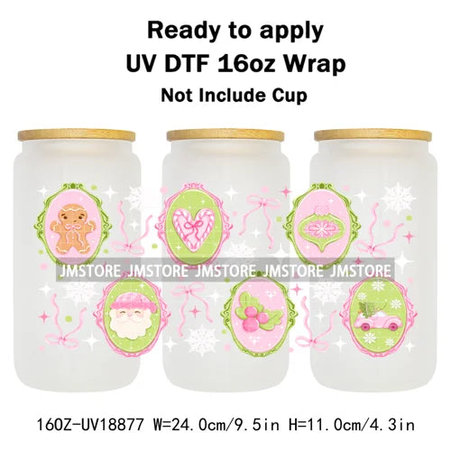 Tis The Season Mexican Christmas 16OZ UV DTF Cup Wraps Ready To Apply Waterproof Transfer Stickers For Libbey Glass Can Tumbler