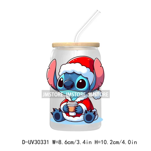 Merry Christmas Cartoon Mouse And Friends UV DTF Transfer Stickers Decals For Libbey Cold Cups Mugs Tumbler Xmas Bear Candy Cane