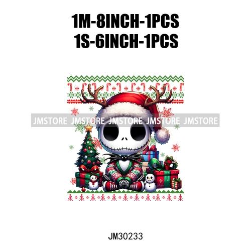Cartoon Christmas Character Ugly Sweater Friends Deer Winter Holiday Gifts Iron On DTF Heat Press Transfers Stickers For Hoodies