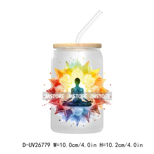 Yoga Serenity Art Mandalas Meditation UV DTF Transfers Stickers Decals For Libbey Cold Cups Mugs Tumbler Waterproof DIY Craft