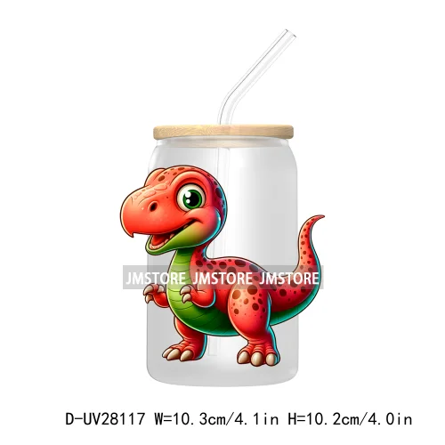 Cute Baby Dinosaur Kids Gift UV DTF Transfer Stickers Decals For Libbey Cold Cups Mugs Tumbler Waterproof Craft Cartoon Animals