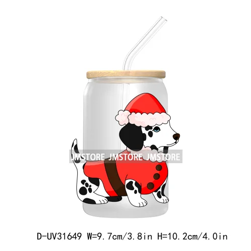 Funny Pet Christmas Holiday Dog Lover Cat Mom UV DTF Transfer Stickers Decals For Libbey Cold Cups Mugs Tumbler Waterproof Santa