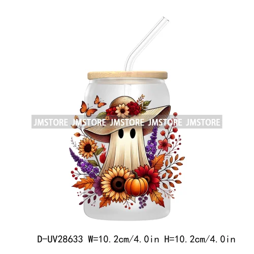 Happy Fall Autumn Pumpkins Season UV DTF Transfer Stickers Decals For Libbey Cold Cups Mugs Tumbler Waterproof Labels Boho Ghost