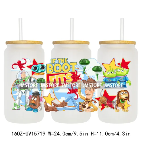 Funny Horror Halloween Characters UV DTF Wraps Transfer Sticker Selfadhesive Waterproof High Quality For 16OZ Libbey Glass Can