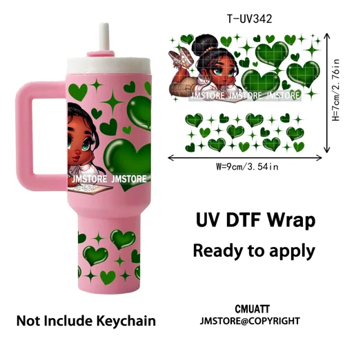 Chibi Girl Heart Cartoon Princess UV DTF Mini Tumbler Keychain Wraps Ready To Apply Transfer Stickers Prints Waterproof Decals