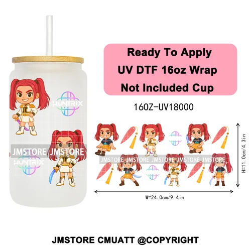 Tiger Demon Hunters Kpop Soda Boys Girl Dinner 16OZ UV DTF Cup Wraps Ready To Apply Transfer Stickers For Libbey Glass Can Mugs
