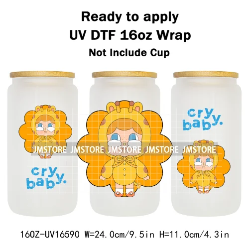 Floral Monsters Cartoon Characters UV DTF Wraps Transfer Stickers Waterproof Logo High Quality For 16OZ Libbey Glass Can Tumbler