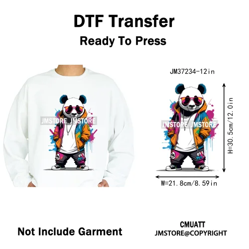 12in Cool Jungle King Beats Graffiti Hip Hop Animals Lover Iron on DTF Thermal Transfers Stickers Ready to Press for T-shirts