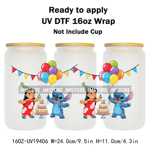 Tropical Cartoon Summer Vibes Splash UV DTF Wraps Transfer Sticker Waterproof High Quality For 16OZ Libbey Glass Can Tumblers