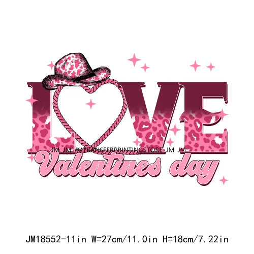 Pink Love Howdy Honey Valentine's Day Printing Designs Iron On Western Cowgirl Boat Hat DTF Transfers Stickers For T-Shirts Bag