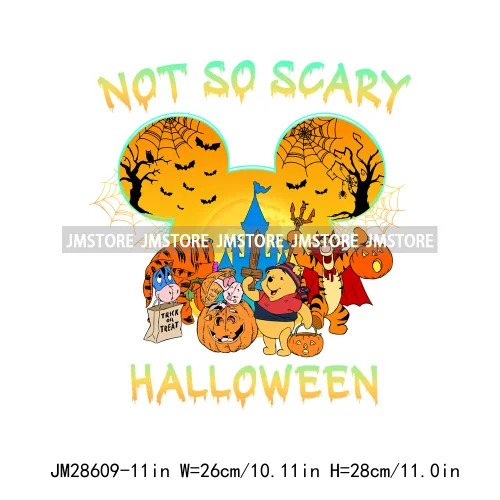 Happy Halloween Cartoon Animal Character Spooky Vibes Trick Or Treat Iron On DTF Transfer Stickers Ready To Press For Sweatshirt