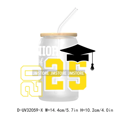 Coquette Bow Senior 2025 Western Grad Squad UV DTF Transfer Stickers Decals For Libbey Cold Cups Mugs Tumbler Waterproof Logo