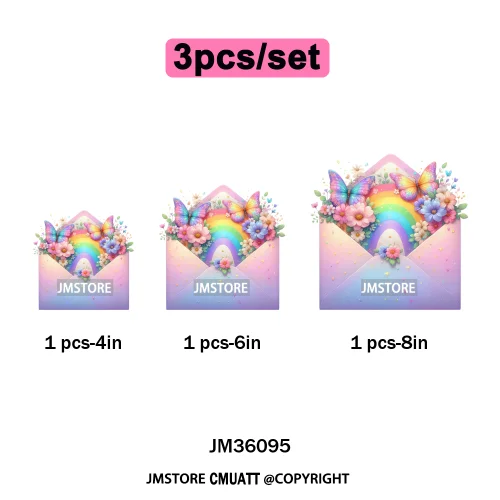 Colorful Sparkling Rainbow Butterflies Flowers Lovers Washable Iron on DTF Transfers Stickers Diy Ready to Press for Clothes