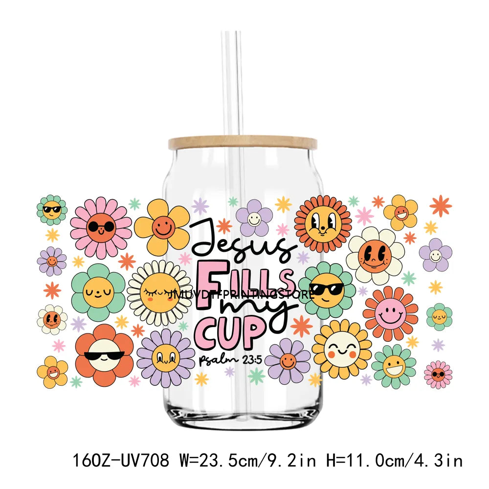 Positive Life Funny Quote 16OZ UV DTF Cup Wrap Transfers Stickers Custom Labels DIY Durable Waterproof Logo For Libbey Glass Can