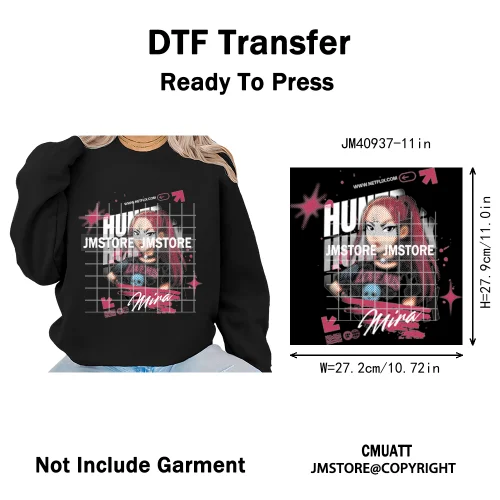 Cartoon Girl Dinner Kpop Merch Idol Band Group Music Movie Iron on DTF Washable Transfers Stickers Ready to Press for Textile
