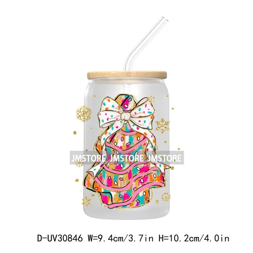 Christmas Pencil Tree Gift For Teacher UV DTF Transfer Stickers Decals For Libbey Cold Cups Mugs Tumbler Waterproof Coquette Bow