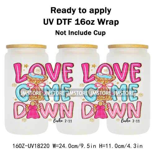 Holly Jolly Christmas Jesus Christian UV DTF Stickers Ready To Apply Cup Wrap Custom Labels DIY Craft For Libbey Glass Can Mugs