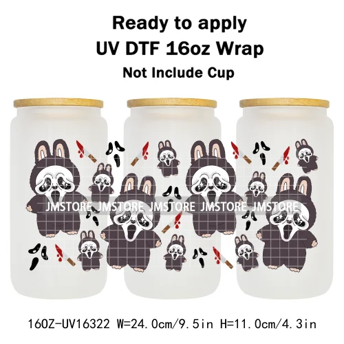 Laboo Killers Friends Halloween Monster Doll UV DTF Stickers Ready To Transfer Cup Wrap Custom Logo For Libbey Can Glass Tumbler