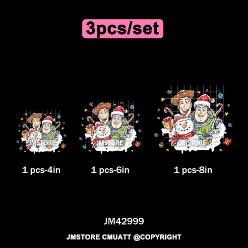 Funny Cartoon Mouse Friends Merry Christmas Movie Character Xmas Season Iron on DTF Transfer Stickers Ready to Press for Hoodies