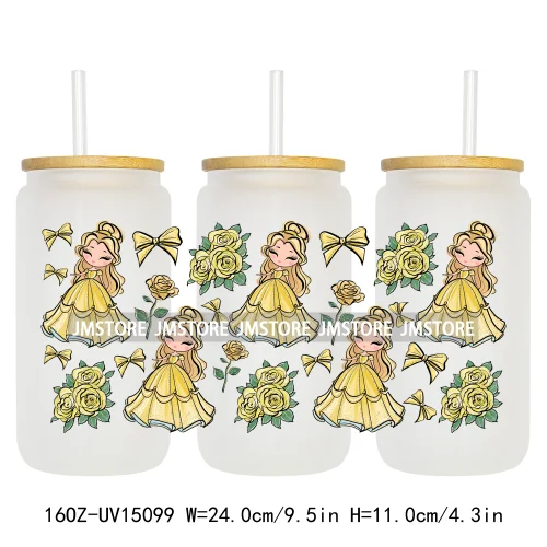 Beauty Princess And Beast UV DTF Stickers Ready to Transfer Cup Wrap Custom Labels DIY Craft For Libbey Can Glass Tumblers Mugs