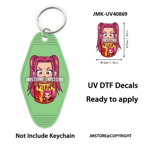 Kpop Hunters Movie Boy Band Girl Dinner UV DTF Motel Keychain Wraps Ready To Apply Waterproof High Quality Hotel Keychain Decals