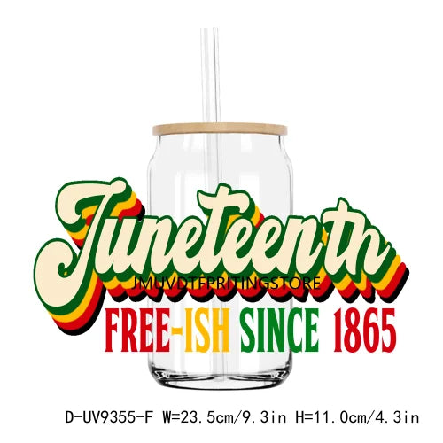 Celebrate 1865 Juneteenth Hope UV DTF Transfer Stickers Decals For Libbey Cold Cups Mug Tumbler Waterproof DIY Craft Black Power