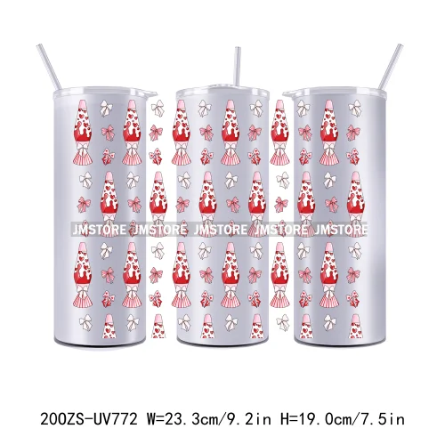 Groovy Valentine's day Love Heart Dessert 20OZ Skinny Tumbler Wrap UV DTF Transfer Stickers Personalized Custom Labels For Gift