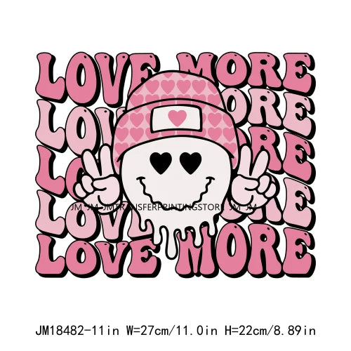 Iron On Love More Cupid Vibes Transfer Decals Self Love Club Pink XOXO Valentine's Day DTF Heat Press Stickers For Clothing Bags