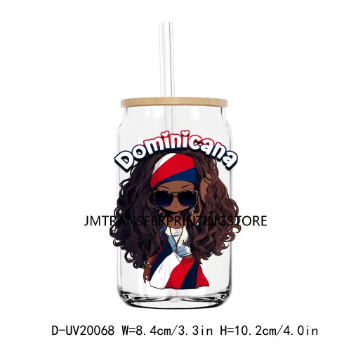 Hispanic Latin Urban Country Flag Girls UV DTF Transfers Stickers Decals For Libbey Cold Cups Mugs Tumbler Waterproof DIY Logo