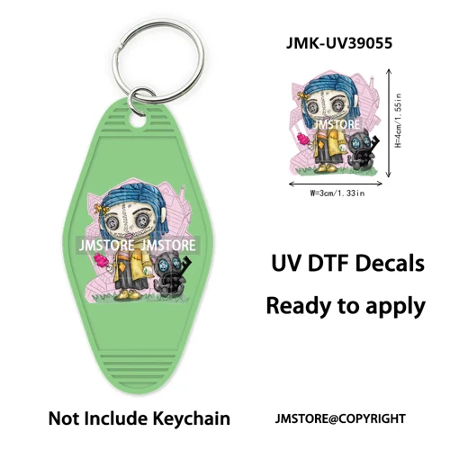 Horror Movie Characters Halloween Mom UV DTF Motel Keychain Wraps Ready To Apply Waterproof High Quality Hotel Keychain Decals