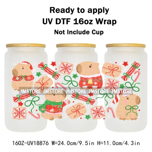 Tis The Season Mexican Christmas 16OZ UV DTF Cup Wraps Ready To Apply Waterproof Transfer Stickers For Libbey Glass Can Tumbler