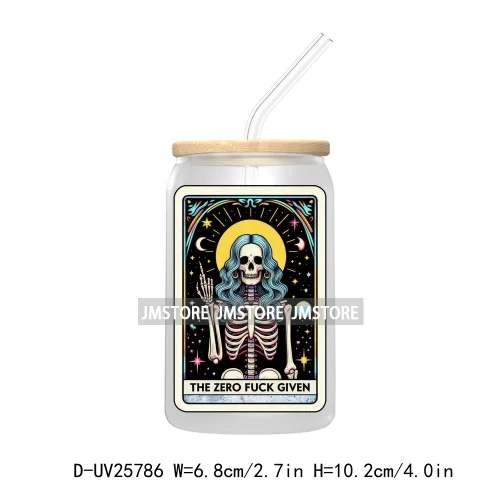 Sarcastic Sweary Skeleton Skull UV DTF Transfer Stickers Decals For Libbey Cold Cups Mugs Tumbler Custom Labels Funny Tarot Card