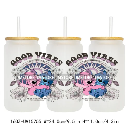 Retro Cartoon Western Summer Vibes UV DTF Cup Wraps Ready To Apply Waterproof Transfer Stickers For 16OZ Libbey Glass Can Mugs