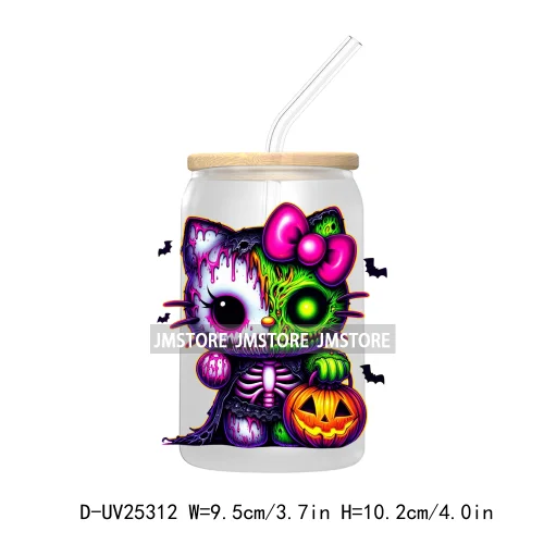 Cartoon Halloween Witch Princess UV DTF Transfer Stickers Decals For Libbey Cold Cups Mugs Durable Waterproof Custom Logo Labels